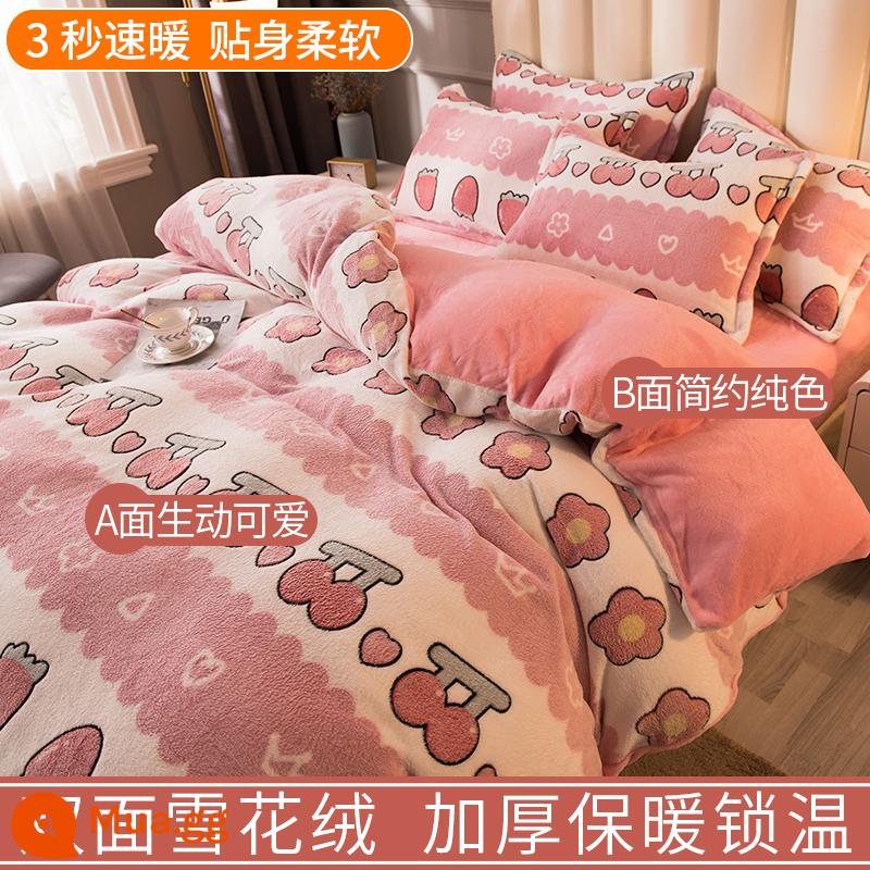 Sữa Velvet Four -Piece Set Winter 2022 New Coral Velvet Quilting Bed Bed - Bột thịt viên anh đào