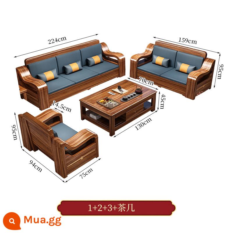 Wujinmi đầy đủ sofa bằng gỗ kết hợp hiện đại ánh sáng phòng khách sang trọng lưu trữ lưu trữ đồ nội thất mới của Trung Quốc - Bàn cà phê 1+2+3+