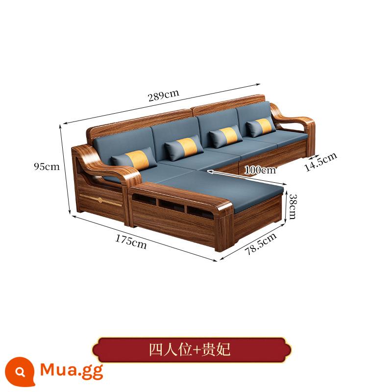 Wujinmi đầy đủ sofa bằng gỗ kết hợp hiện đại ánh sáng phòng khách sang trọng lưu trữ lưu trữ đồ nội thất mới của Trung Quốc - Bốn + vợ lẽ