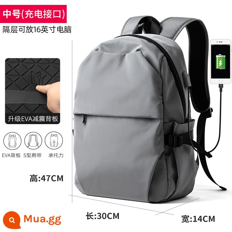 Backpack thời thượng Backpack nam bình thường túi du lịch túi máy tính ba lô trường trung học trường trung học trường trung học trường đại học túi nam túi nam - Medium màu xám (nâng cấp) Backboard Backboard+Tie Box Band+Cổng sạc