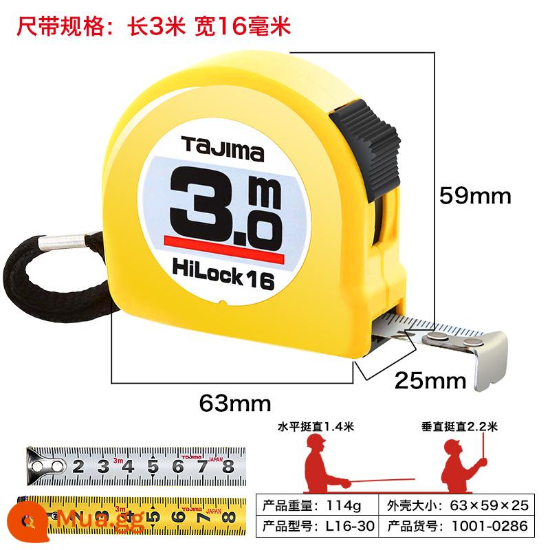 Thước dây Tajima của Nhật Bản thước dây thép 2 mét 3 mét 5 mét 7.5 mét 10 mét thước hộ gia đình thước đo chống cắt tay thước đai nhập khẩu - Độ cứng 3,0 mét [16mm] ★★★