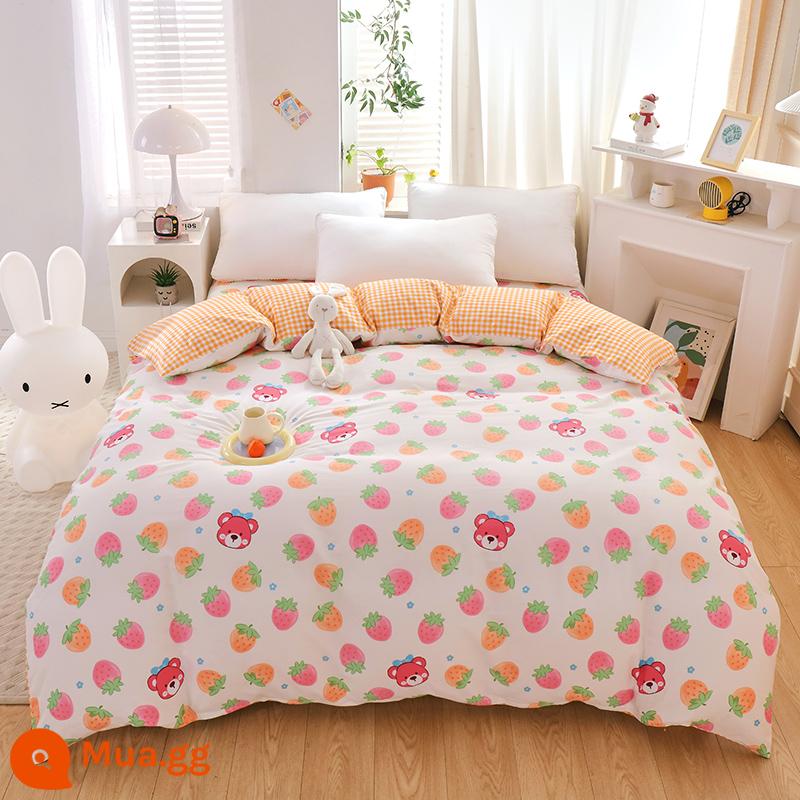 100% cotton Tân Cương vỏ chăn đơn mảnh vỏ chăn cotton 150x200x230 chăn trẻ em đơn 1.5m 180cm2 - gấu dâu