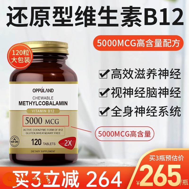 Methylcobalamin vitamin B12 axit folic viên b nhóm Mỹ dinh dưỡng thần kinh đích thực 5000mcg chính thức cửa hàng hàng đầu - 120 viên, mỗi chu kỳ nên dùng 3 chai.