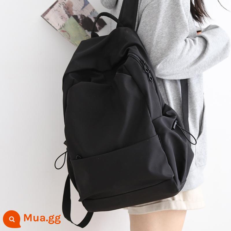 NR Mori Large -capacity Pure Color Backpack Phiên bản tiếng Hàn Barbuds nam giới trung học nữ sinh học Pepsie College - màu đen không có mặt dây chuyền