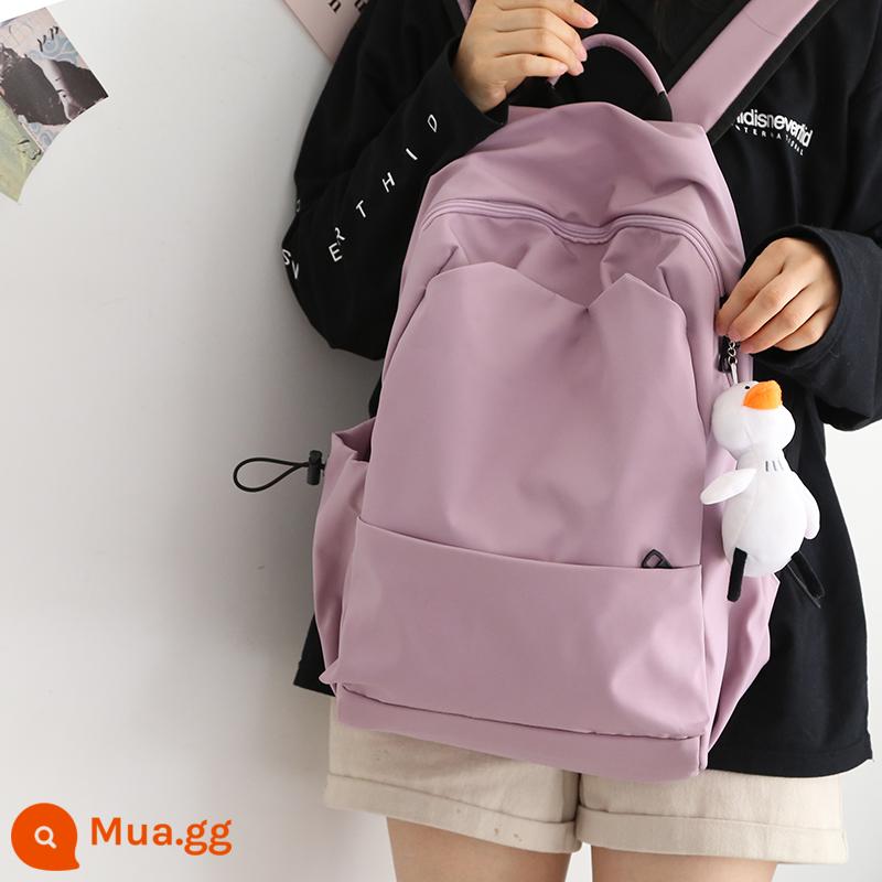 NR Mori Large -capacity Pure Color Backpack Phiên bản tiếng Hàn Barbuds nam giới trung học nữ sinh học Pepsie College - Vịt tím + trắng