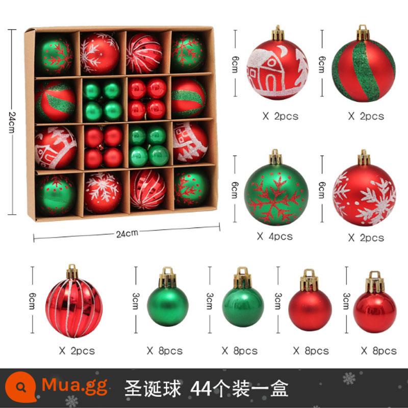 Đồ trang trí cây thông noel, nhiều túi bóng trang trí, xô 70 quả bóng màu, dây treo cây thông noel, bóng sáng, bóng noel - 44 miếng màu đỏ và xanh lá cây