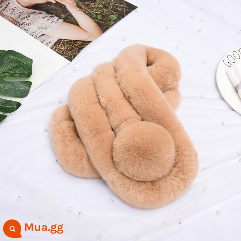 Real Rex Rabbit bao Phụ nữ Gian cỏ mùa đông Bashing Phụ nữ Cổ áo Lông Cô gái Chung dày Hàn Quốc - Khaki