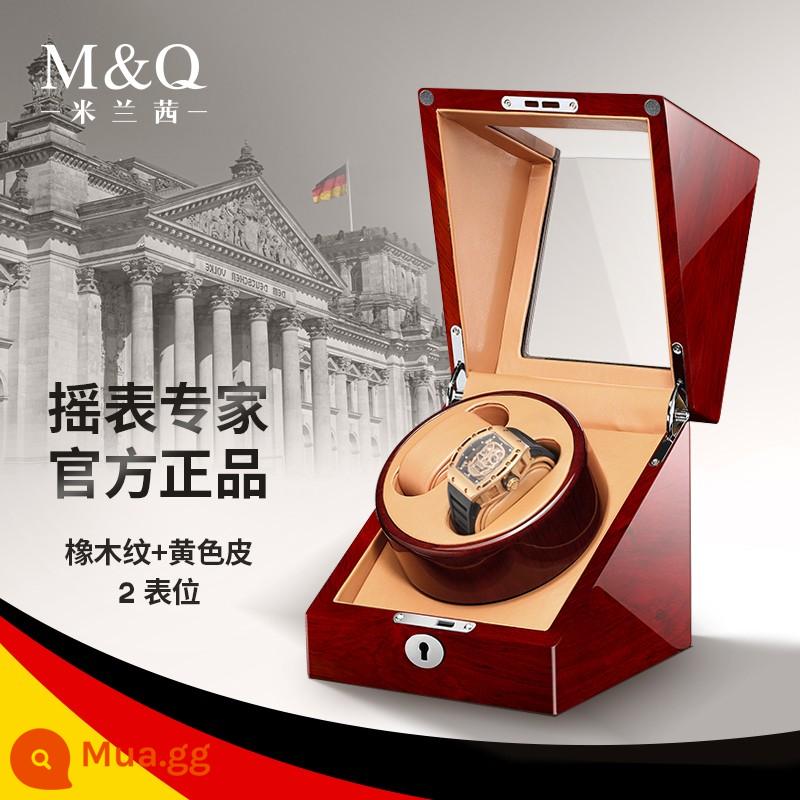 Milan Qian đồng hồ bình lắc đồng hồ cơ tự xoay thiết bị đồng hồ hộp bảo quản swinger xoay sa khoáng nhà - Nội thất vân gỗ sồi + da màu vàng [2 bàn]