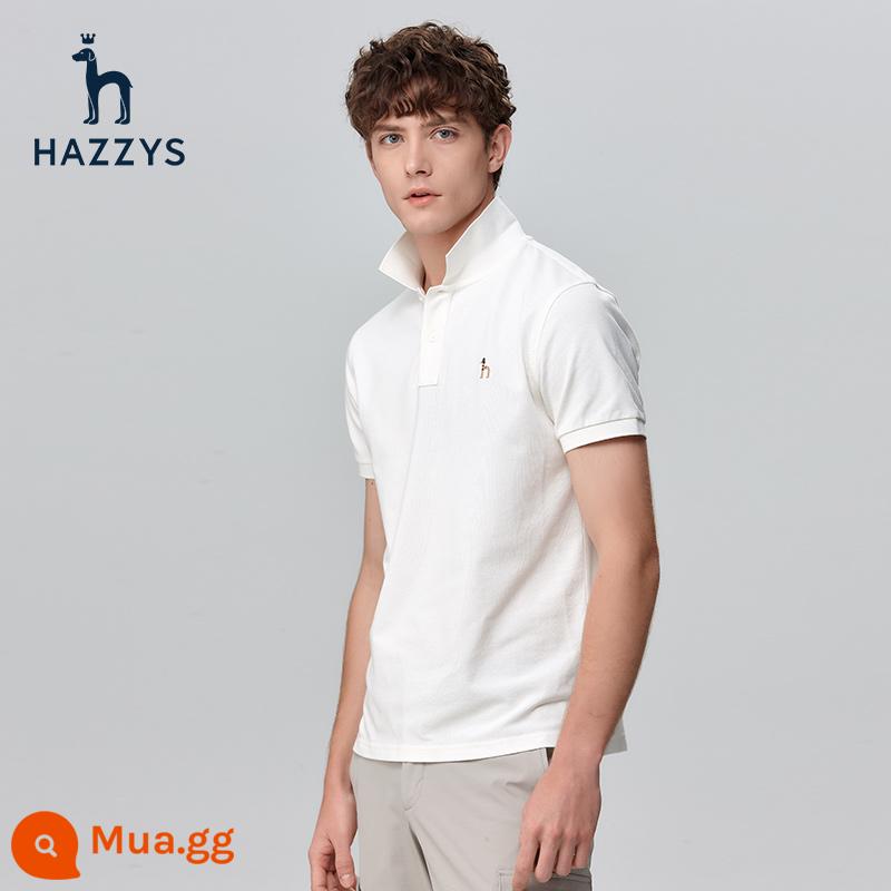 [cotton piqué] Hazzys haggis áo sơ mi nam ngắn tay nhiều màu sắc mùa hè áo thun giản dị theo xu hướng nam - Trắng