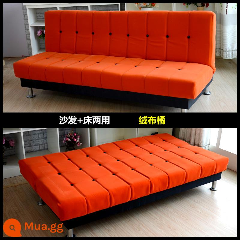 Da PU sáp dầu da nghệ thuật sofa căn hộ nhỏ đôi hoặc ba người đa chức năng có thể gập lại giường sofa đơn giản - Cam nhung cam