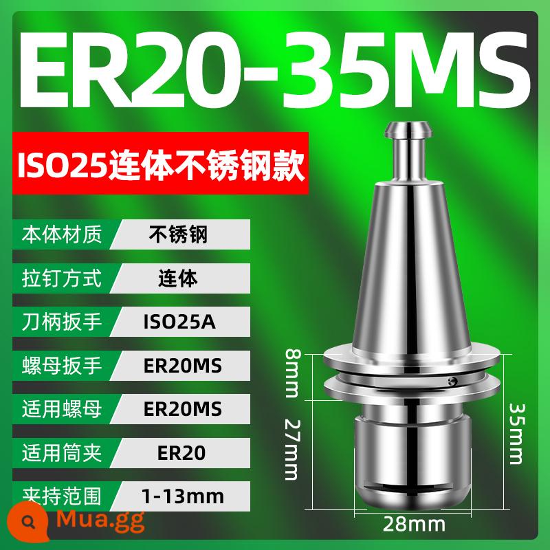 Tay cầm ISO Tay cầm ISO20 Tay cầm ISO25 ER16 ER20 SK Tay cầm khắc Bắc Kinh Tay cầm CNC - ISO25-ER20-35MS [áo liền quần bằng thép không gỉ]