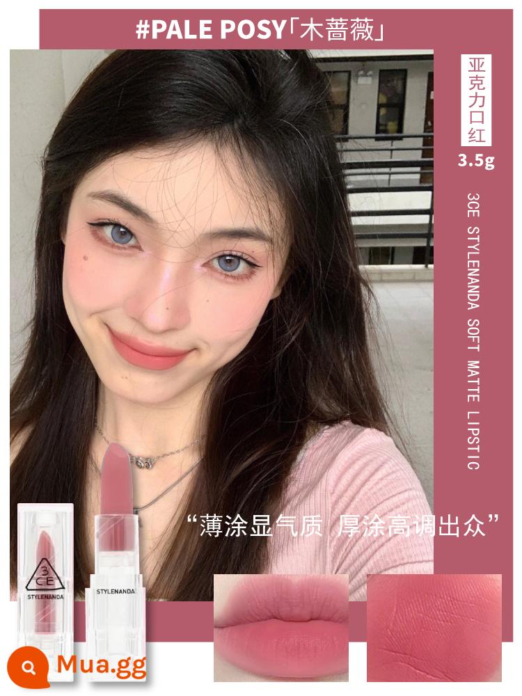 son môi 3ce mới ống màu xanh biển không gian lạnh mùa hè laser breezypink trắng nữ azurepink - #PALE POSY "Hoa hồng héo" đã có hàng! Vỏ bảo vệ trong suốt