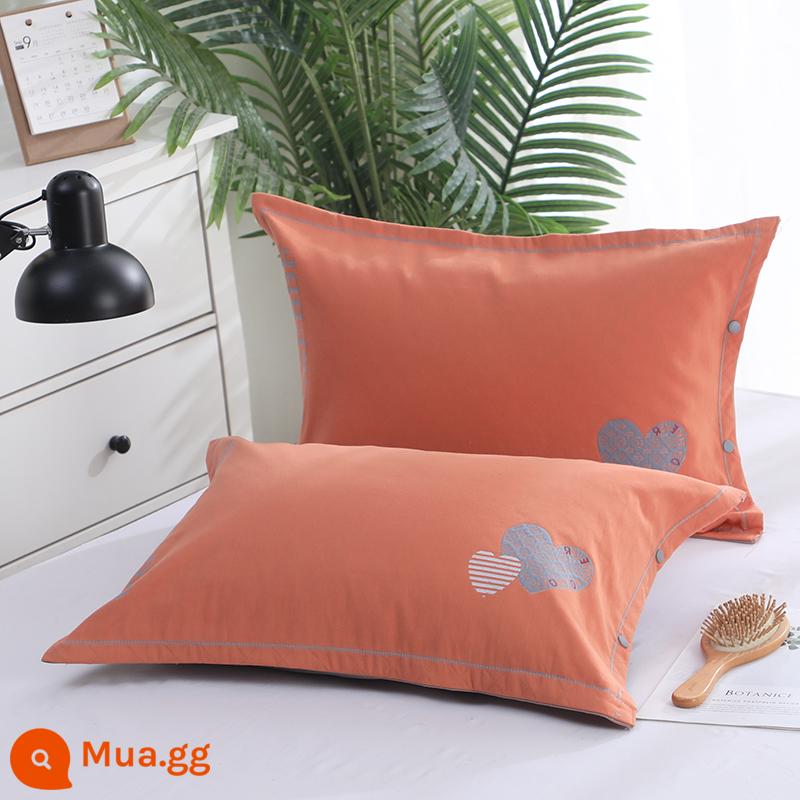 Vỏ gối bằng vải gạc cotton nguyên chất, một đôi dành cho người lớn độc thân, vỏ gối dày, vỏ gối thoáng khí, thấm mồ hôi - 1 đôi vỏ gối Yuanxintangerine