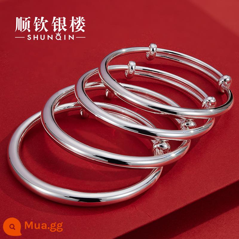 Shunqin Silver House S9999 vòng tay bạc nữ vòng tay bạc cho bé bóng thừa kế cha mẹ-con quà tặng sinh nhật trăng tròn - Vòng tay A51 đính cườm 9999 dành cho người lớn khoảng 25 gam + giấy chứng nhận