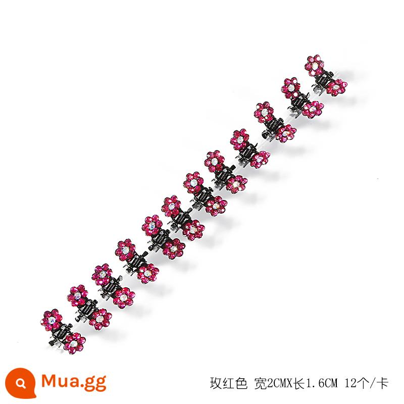 Mini trumpet lấy thẻ lấy thẻ trẻ em lấy kẹp nhỏ và tinh tế kẹp tóc gãy mũ đội đầu kim cương giả hoa mận kẹp tóc nhỏ nữ - Hoa hồng đỏ 12 cái/thẻ