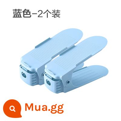 Giá để giày hai tầng, đồ tạo tác đựng giày trong phòng ngủ gia đình đơn giản, giá để giày tiết kiệm không gian, giá đỡ giày, tủ giày có thể điều chỉnh - 2 gói màu xanh