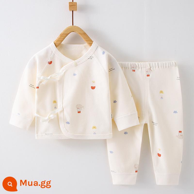 Quần áo trẻ sơ sinh, quần áo sư, bộ áo và quần lót cotton nguyên chất mùa thu đông 3 bộ áo và quần lót cho bé sơ sinh loại A - Dù (có thể mở) bông nguyên chất không xương