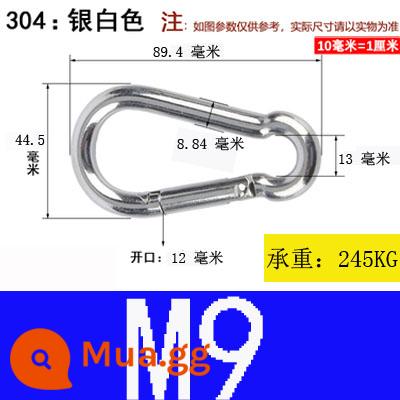 Carabiner thép không gỉ 304 khóa treo nhanh chóng mở vòng khóa bảo hiểm an toàn khóa kết nối khóa bầu khóa xích chó khóa - Thép không gỉ 304 M9*90