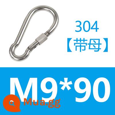 Carabiner thép không gỉ 304 khóa treo nhanh chóng mở vòng khóa bảo hiểm an toàn khóa kết nối khóa bầu khóa xích chó khóa - Xám [với mẹ]304 M9