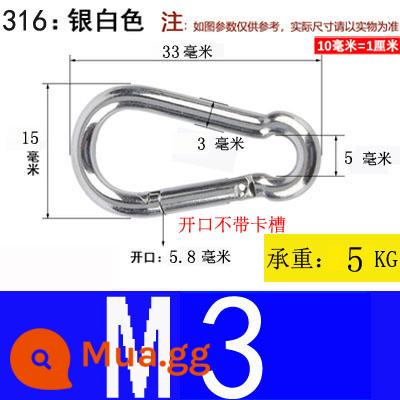 Carabiner thép không gỉ 304 khóa treo nhanh chóng mở vòng khóa bảo hiểm an toàn khóa kết nối khóa bầu khóa xích chó khóa - M3*30 Kích thước này nhỏ hơn, kiểm tra kích thước trước khi đặt hàng (1 cái)