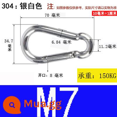 Carabiner thép không gỉ 304 khóa treo nhanh chóng mở vòng khóa bảo hiểm an toàn khóa kết nối khóa bầu khóa xích chó khóa - Thép không gỉ 304 M7*70 (gói 2)