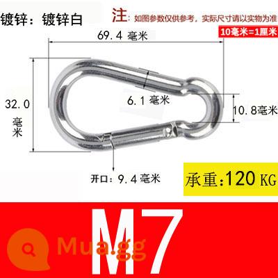 Carabiner thép không gỉ 304 khóa treo nhanh chóng mở vòng khóa bảo hiểm an toàn khóa kết nối khóa bầu khóa xích chó khóa - Mạ kẽm M7*70 (3 cái)