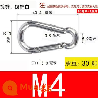 Carabiner thép không gỉ 304 khóa treo nhanh chóng mở vòng khóa bảo hiểm an toàn khóa kết nối khóa bầu khóa xích chó khóa - Mạ kẽm M4*40 (5 miếng)