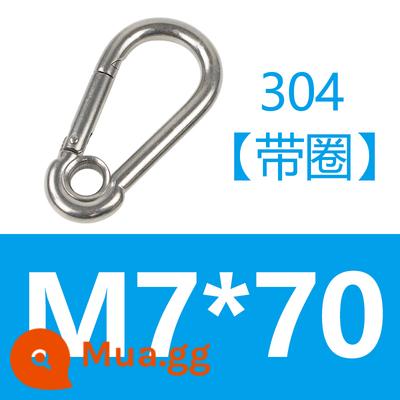 Carabiner thép không gỉ 304 khóa treo nhanh chóng mở vòng khóa bảo hiểm an toàn khóa kết nối khóa bầu khóa xích chó khóa - Màu sen [có hình tròn]304 M7