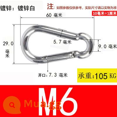 Carabiner thép không gỉ 304 khóa treo nhanh chóng mở vòng khóa bảo hiểm an toàn khóa kết nối khóa bầu khóa xích chó khóa - Mạ kẽm M6*60 (3 cái)