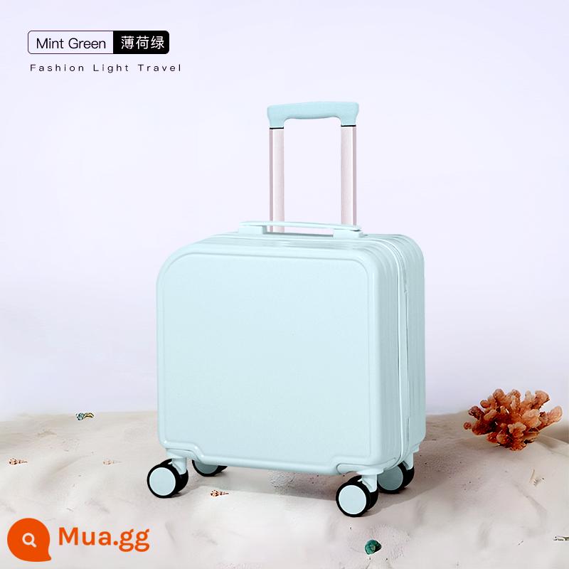 2023 Mới Vali Vali Nhỏ Nữ Đa Năng 18 Inch Mini Nội Trú Xe Đẩy Mật Khẩu Hộp Nam - 630 thiết kế cá tính kiểu dây kéo góc tròn - xanh bạc hà