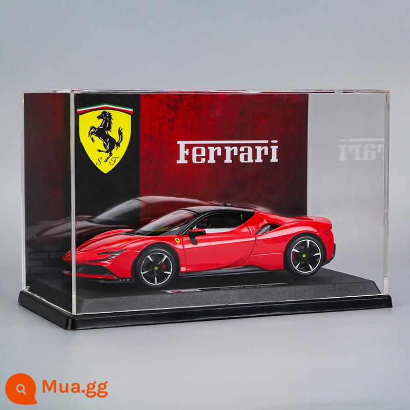 Bimeigao Tỉ Lệ 1:24 Ferrari Mới Phối Màu SF90 Xe Thể Thao Mô Hình Mô Phỏng Hợp Kim Đồ Chơi Bé Trai Bộ Sưu Tập Quà Tặng - 1:24 Ferrari SF90 màu đỏ + che bụi nền