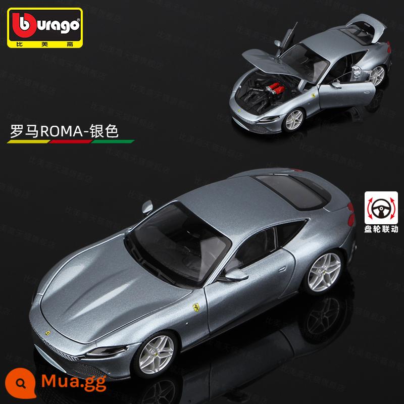 Bimeigao Tỉ Lệ 1:24 Ferrari Mới Phối Màu SF90 Xe Thể Thao Mô Hình Mô Phỏng Hợp Kim Đồ Chơi Bé Trai Bộ Sưu Tập Quà Tặng - 1:24 Ferrari Roma-Bạc