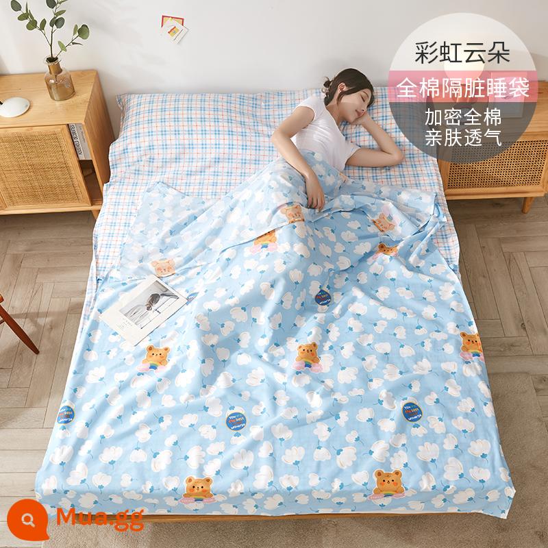 Cotton Khách Sạn Túi Ngủ Bẩn Trưởng Thành Đi Công Tác Đôi Du Lịch Hiện Vật Khách Sạn Cotton Tấm Vỏ Chăn Di Động - Rainbow Cloud | Tặng túi đựng đồ cùng kiểu dáng