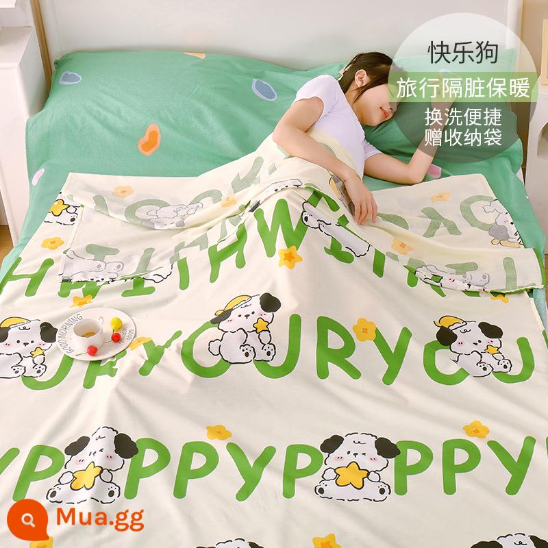 Cotton Khách Sạn Túi Ngủ Bẩn Trưởng Thành Đi Công Tác Đôi Du Lịch Hiện Vật Khách Sạn Cotton Tấm Vỏ Chăn Di Động - Happy Dog | Tặng túi đựng đồ cùng kiểu dáng