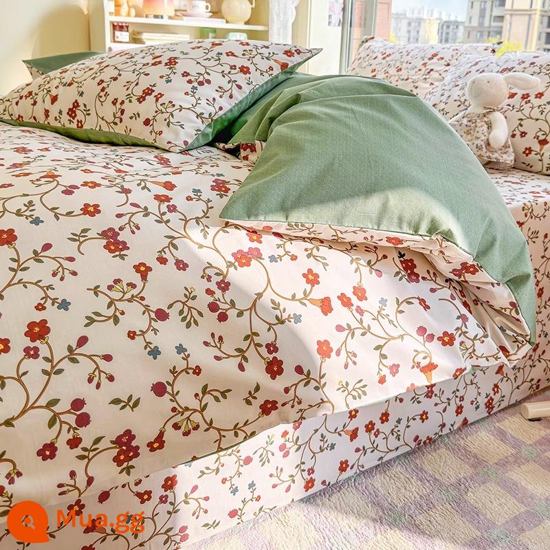 Vỏ chăn bông nguyên chất một mảnh dày đơn và đôi 100 cotton hoa chăn trẻ em 150x200 chăn đơn ký túc xá sinh viên - quyến rũ