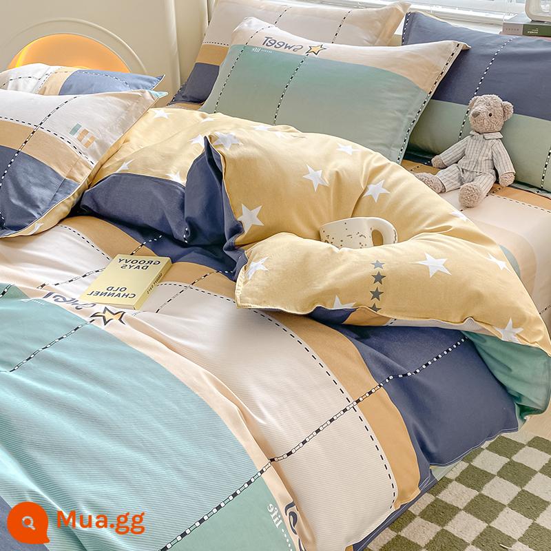 Vỏ chăn đơn mảnh bông nguyên chất 100 cotton ký túc xá vỏ chăn đơn 150x200 mùa đông dày chăn đơn sinh viên đơn nam - Pudeli丨Bông nguyên chất tốt cho sức khỏe hơn