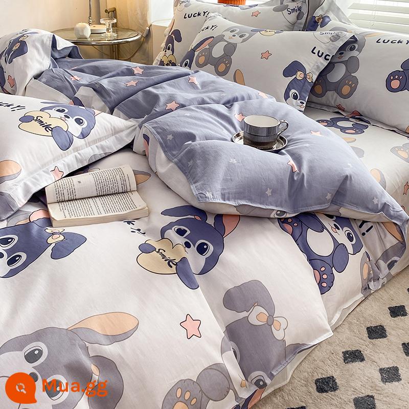 Vỏ chăn đơn mảnh bông nguyên chất 100 cotton ký túc xá vỏ chăn đơn 150x200 mùa đông dày chăn đơn sinh viên đơn nam - Clockwork Rabbit丨Bông nguyên chất tốt cho sức khỏe hơn