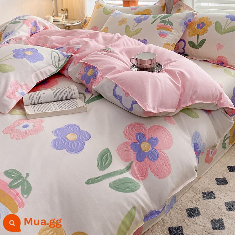 Vỏ chăn đơn mảnh bông nguyên chất 100 cotton ký túc xá vỏ chăn đơn 150x200 mùa đông dày chăn đơn sinh viên đơn nam - Hẹn gặp lại mùa xuân 丨Bông nguyên chất tốt cho sức khỏe hơn