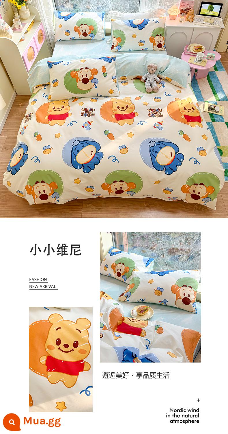 Disney Cotton 100 Cotton Vỏ Chăn Đĩa Đơn 150X200 Ký Túc Xá Sinh Viên Vỏ Chăn Ga Gối 4 Món - Winnie the Pooh | Disney chính hãng