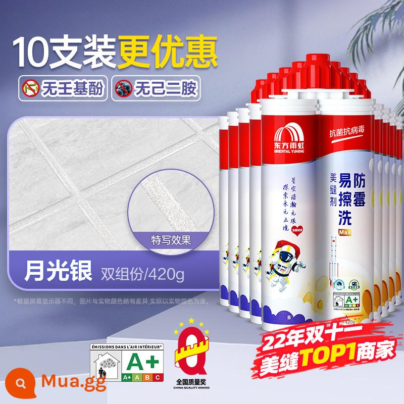 【10 gói】 Keo dán đường may đẹp Oriental Yuhong lát sàn gạch nhà bếp đặc biệt phòng bột keo chống nấm mốc trong nhà - [Nâng cấp khả năng chống ố vàng] Ánh trăng bạc [10 gói]