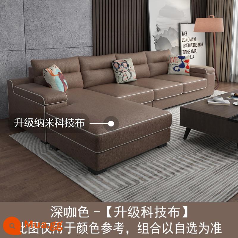 Người nổi tiếng Internet Bắc Âu sofa vải phòng khách gói kết hợp hiện đại tối giản kích thước căn hộ cao su công nghệ sofa vải - Màu cà phê đậm-[Vải công nghệ nano nâng cấp]