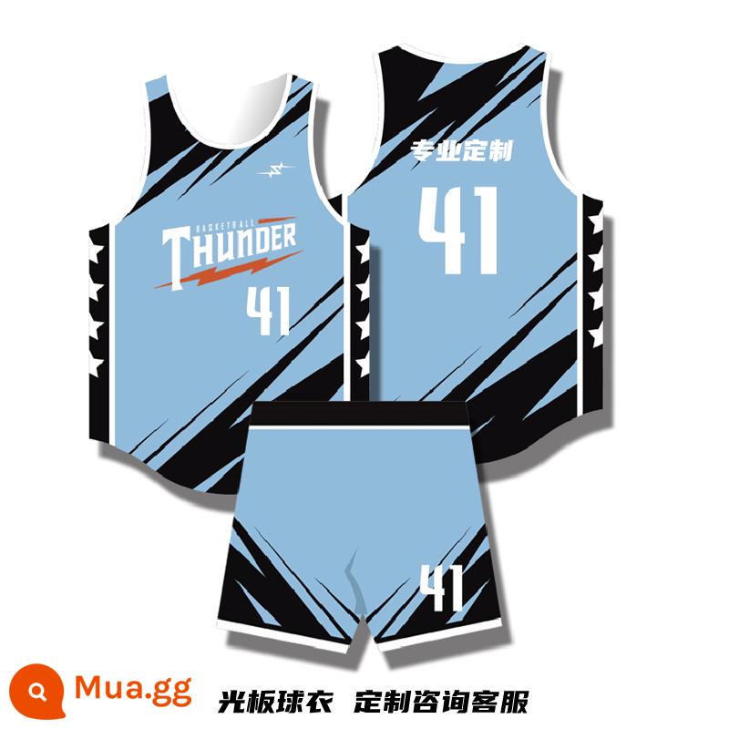 Mới Đồng Phục Bóng Rổ Phù Hợp Với Nam Tùy Chỉnh 2 Mặt Mỹ Jersey Trò Chơi Huấn Luyện Đội Thể Thao Đồng Phục Nữ Hợp Thời Trang trẻ Em DIY - Sáu bầu trời xanh