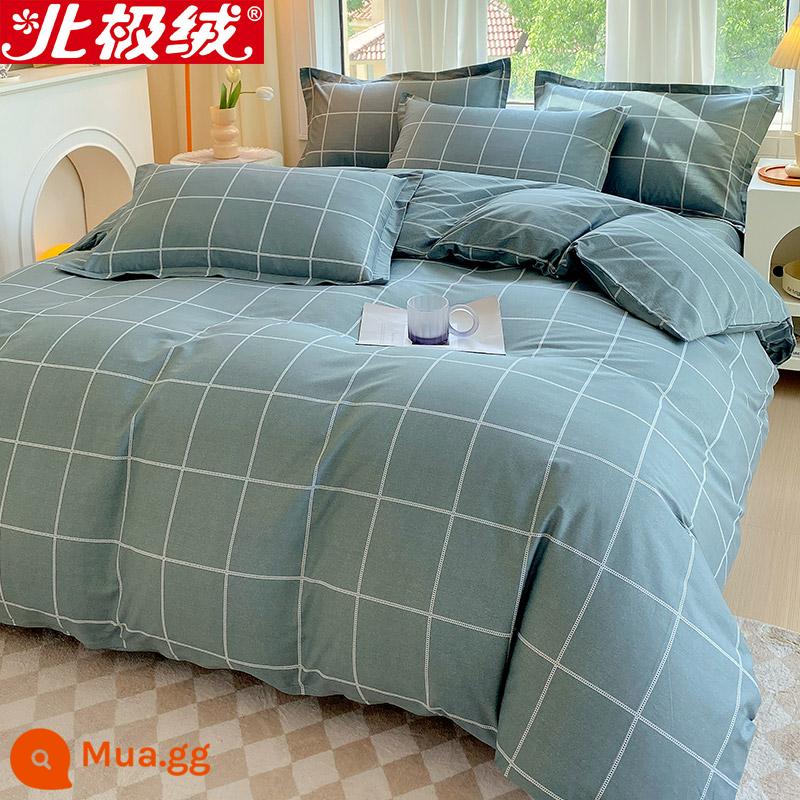 Nhung Bắc Cực Giường Bốn Bộ Cotton Nguyên Chất 100 Tờ Vỏ Chăn 3 Trang Bị Tấm Đơn Giản Chăn Ga Gối Mùa Đông 4 - Đơn giản và thanh lịch