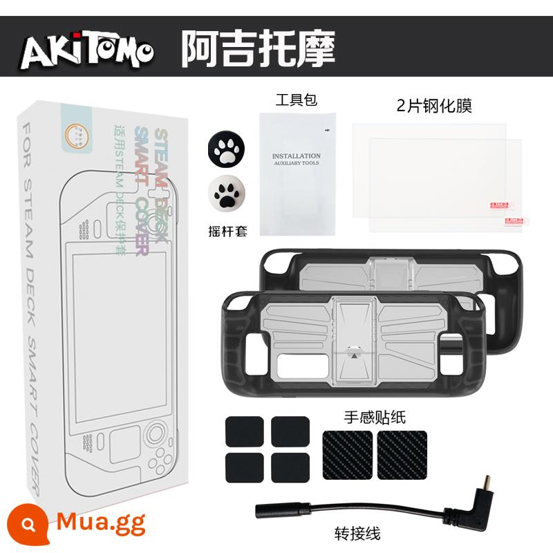 Ajitomo HƠI NƯỚC SÀN bảo vệ chủ bộ TPU khung chơi game cầm tay cường lực phim rocker phụ kiện - Bộ bảo vệ Ajitomo màu đen + khung trong suốt có thể điều chỉnh góc