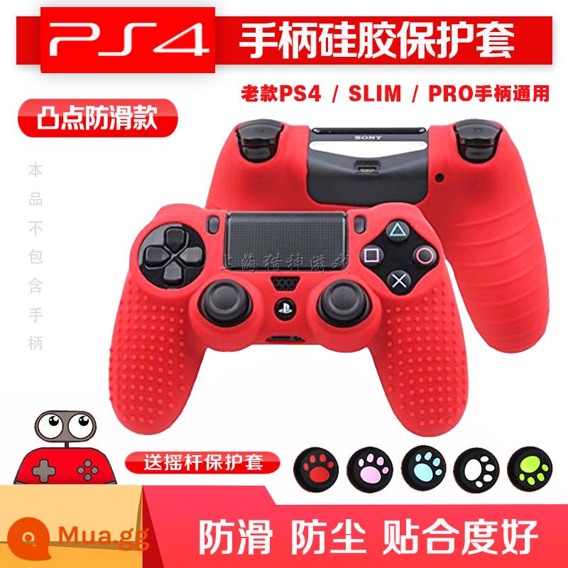 DOBE PS4 Tay Cầm Bao SlimPRO Tay Cầm Ốp Silicon Pha Lê Bảo Vệ Vỏ Mềm Bao Da Đính Đá Mờ Phụ Kiện - Vỏ silicon chống trượt cho tay cầm PS4 màu đỏ chống va đập