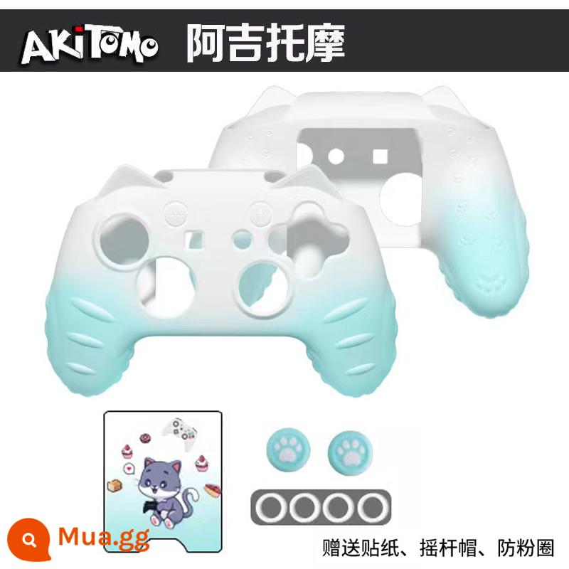 Vỏ bảo vệ tay cầm Switch pro chính hãng giá tốt Tay cầm NS chính hãng có vỏ silicon Vỏ bảo vệ tay cầm lớn - Ajitomo Vỏ tay cầm PRO hoạt hình thế hệ thứ 2, gradient màu trắng và xanh lục