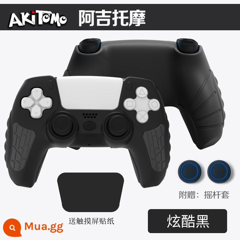 Bao silicon bảo vệ tay cầm PS5 chính hãng Bao silicon bảo vệ tay cầm PS5 Bao bảo vệ tay cầm chơi game PS5 Vỏ mềm chống trượt - Vỏ bọc điều khiển thế hệ 2 PS5 chính hãng Ajitomo màu đen có nhãn dán và nắp cần điều khiển miễn phí