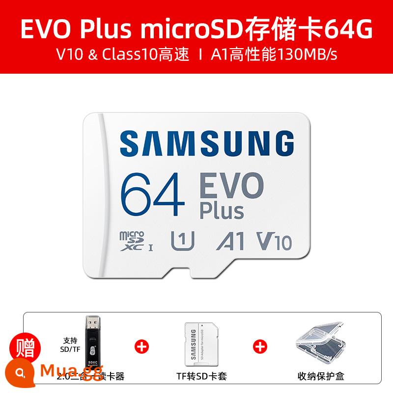 Thẻ nhớ Samsung 64g lưu trữ tốc độ cao thẻ micro sd giám sát video ống kính chụp ảnh lái xe đầu ghi thẻ tf - Đầu đọc thẻ 2 trong 1 EVO Plus 64G+2.0