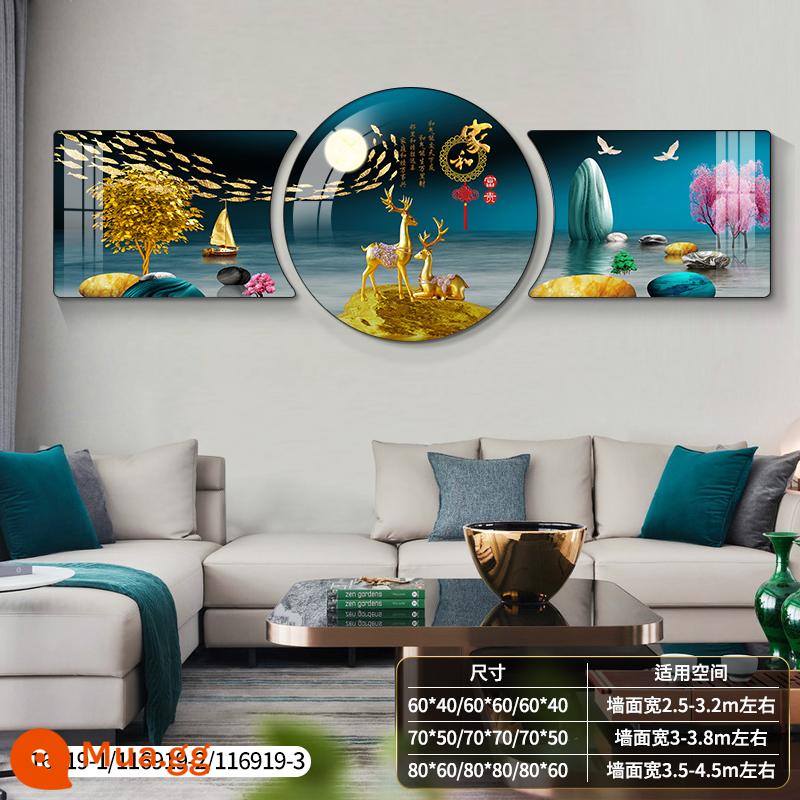 Ánh sáng hiện đại sang trọng phòng khách bức tranh trang trí ngụ ý nền sofa tốt bức tranh treo tường bức tranh tường khí quyển cao cấp bộ ba mới - Golden Deer Jucai [Mặt hàng bán chạy]