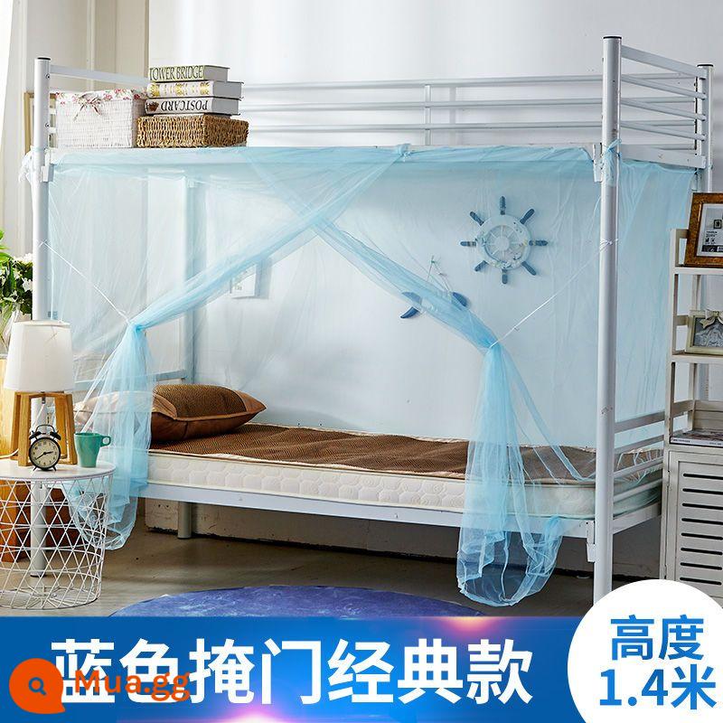 Ký túc xá giường 1.2m/1.5m/1.8m giường đơn giường tầng chống muỗi ký túc xá sinh viên hộ gia đình độc thân - Mô hình xung màu xanh có chiều cao 1,4